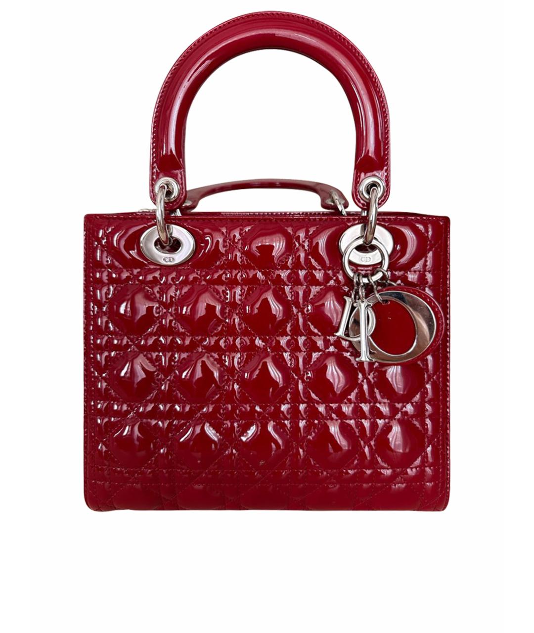 CHRISTIAN DIOR Красная сумка с короткими ручками из лакированной кожи, фото 1