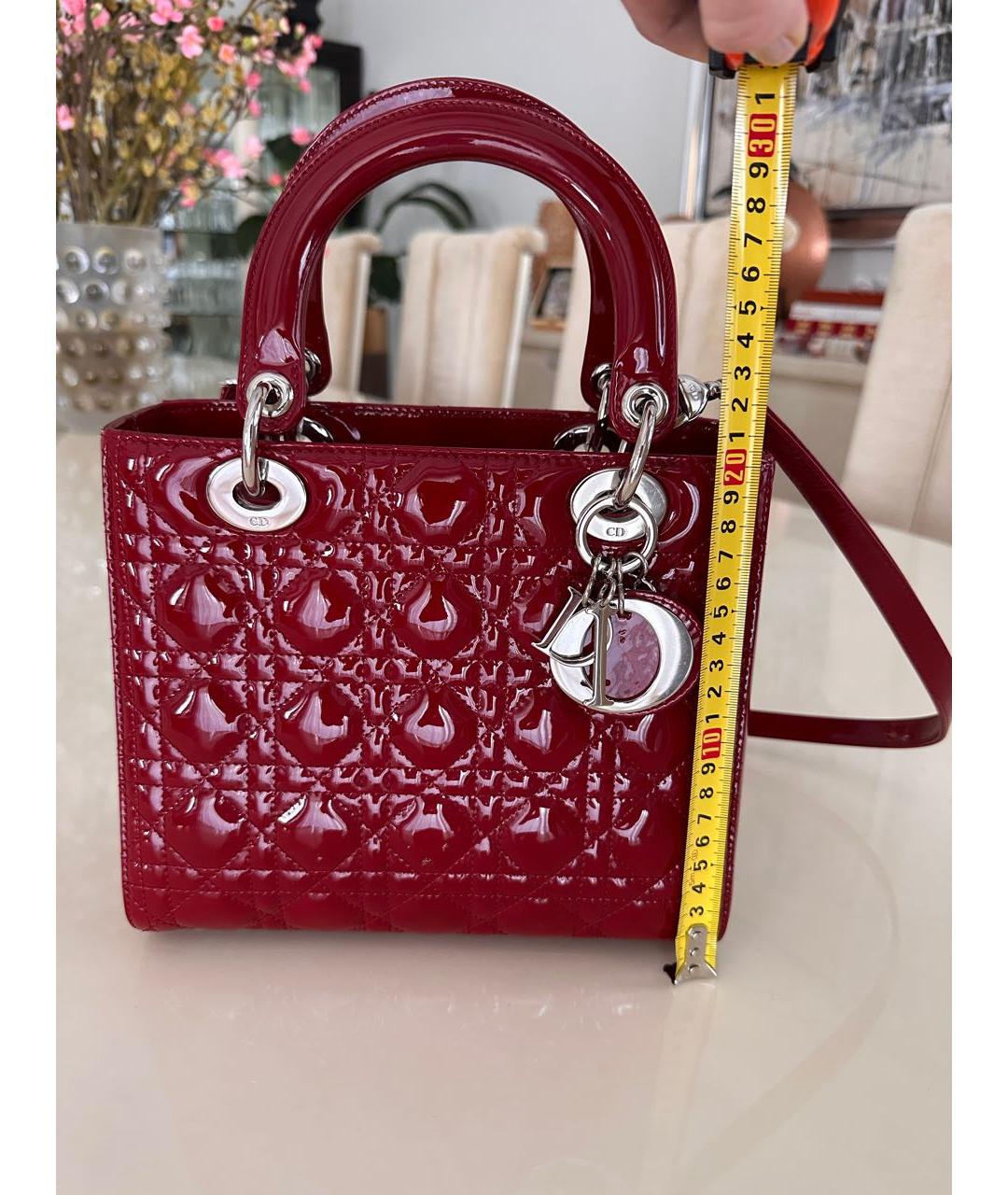 CHRISTIAN DIOR Красная сумка с короткими ручками из лакированной кожи, фото 6