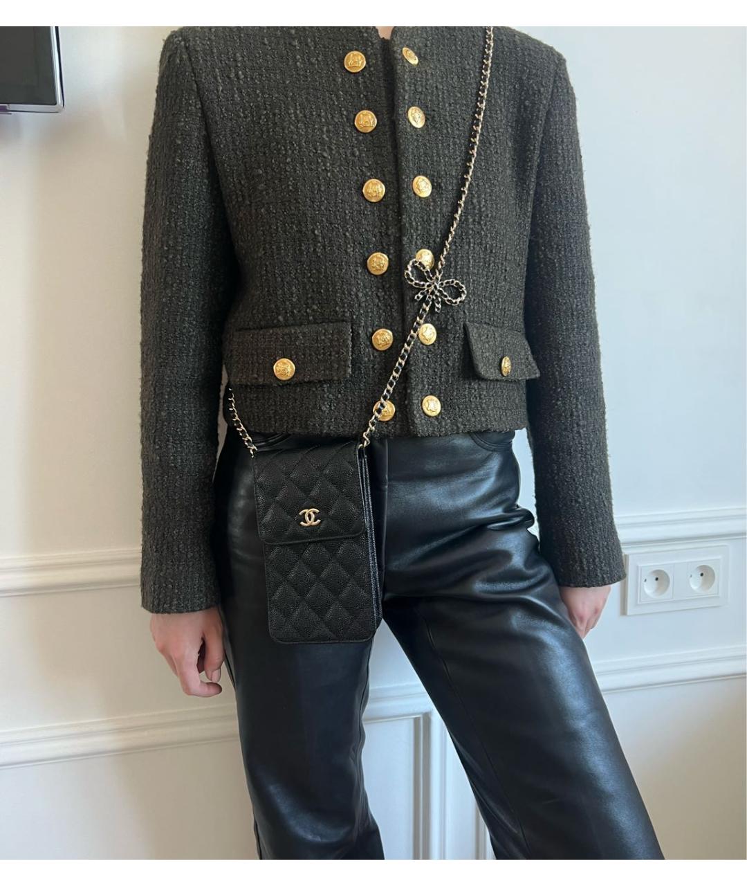 CHANEL Черная кожаная сумка через плечо, фото 6