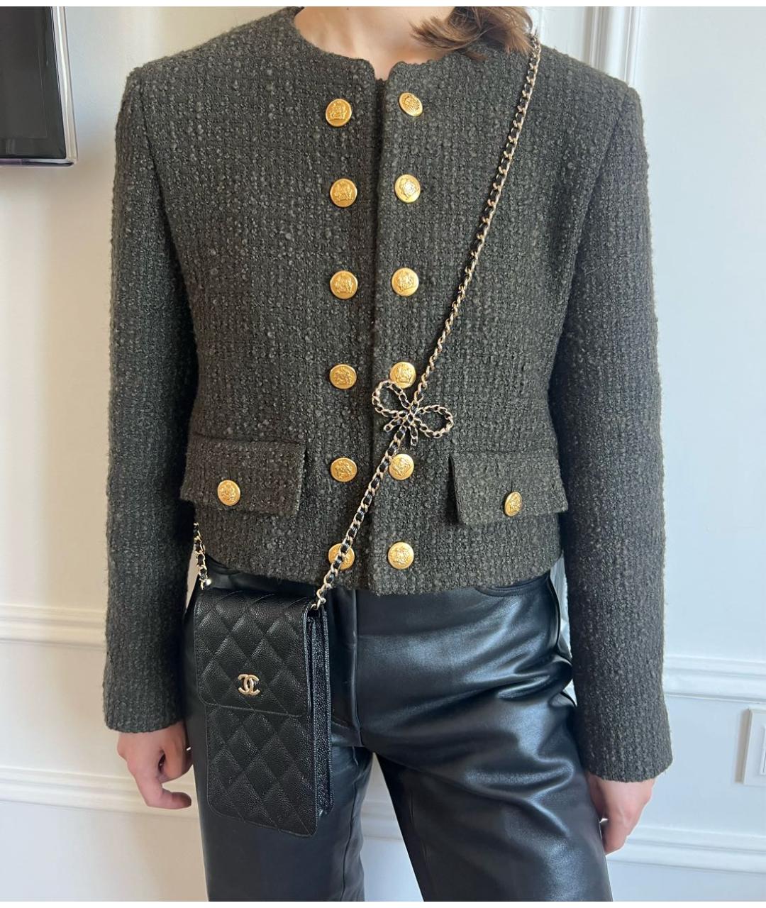 CHANEL Черная кожаная сумка через плечо, фото 7