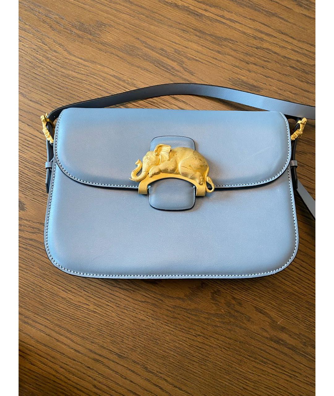 VALENTINO Голубая кожаная сумка через плечо, фото 7