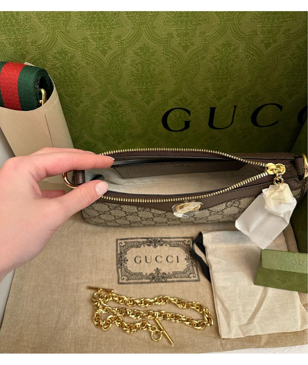 GUCCI Коричневая сумка с короткими ручками, фото 4