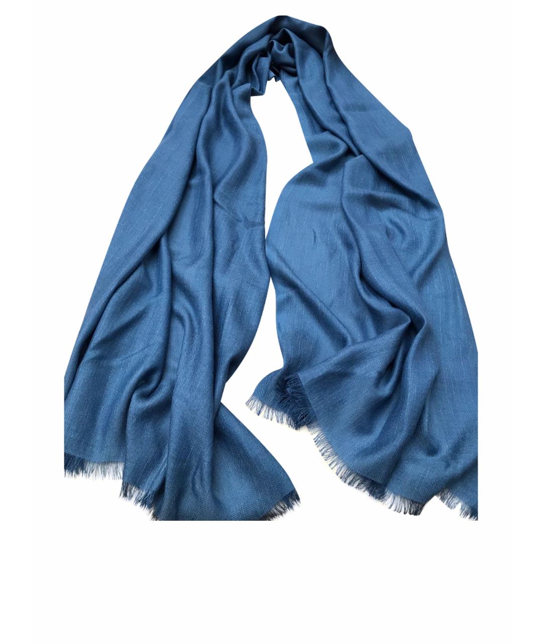 LORO PIANA Синий кашемировый шарф, фото 1