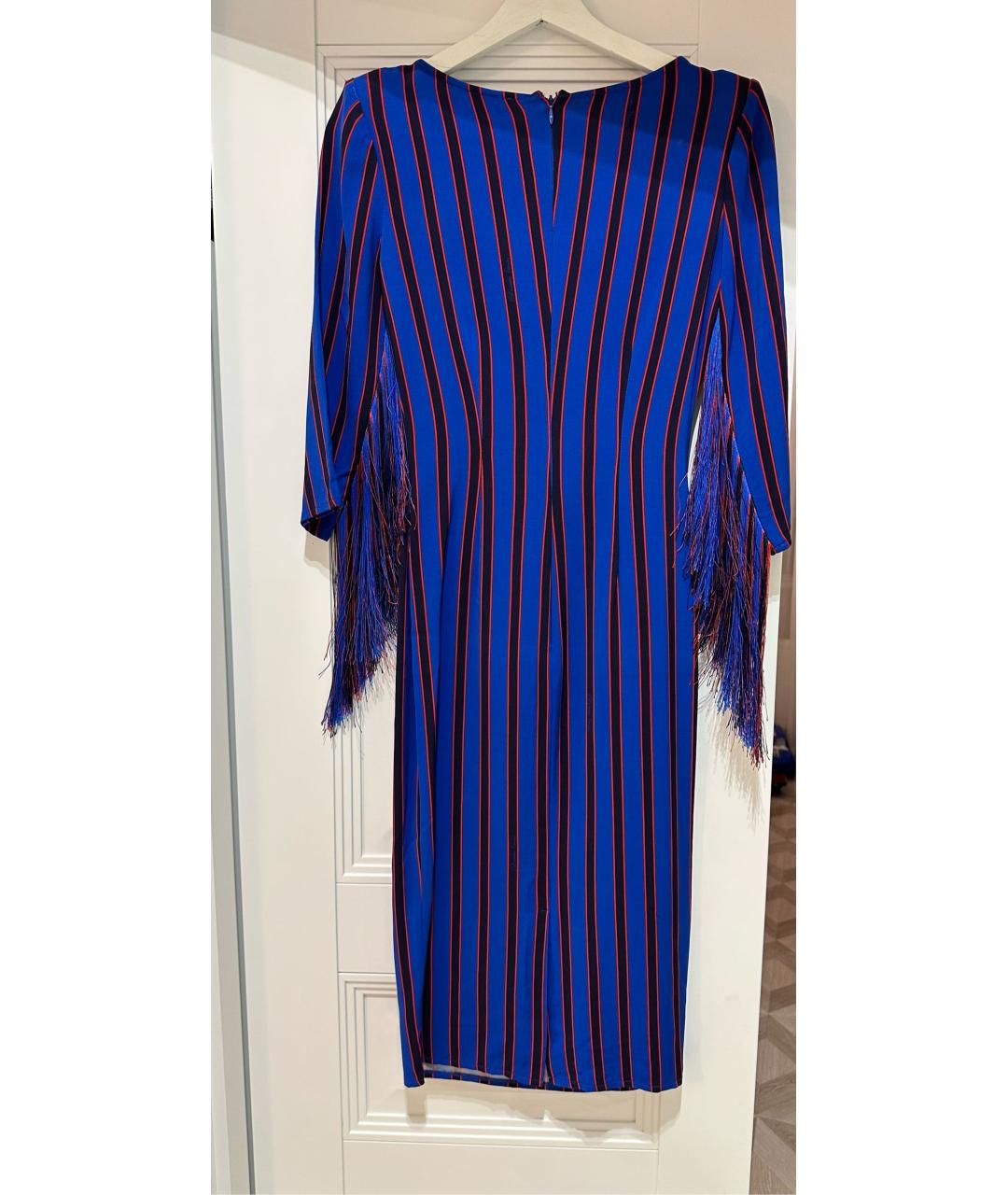 ELISABETTA FRANCHI Синее вискозное коктейльное платье, фото 2