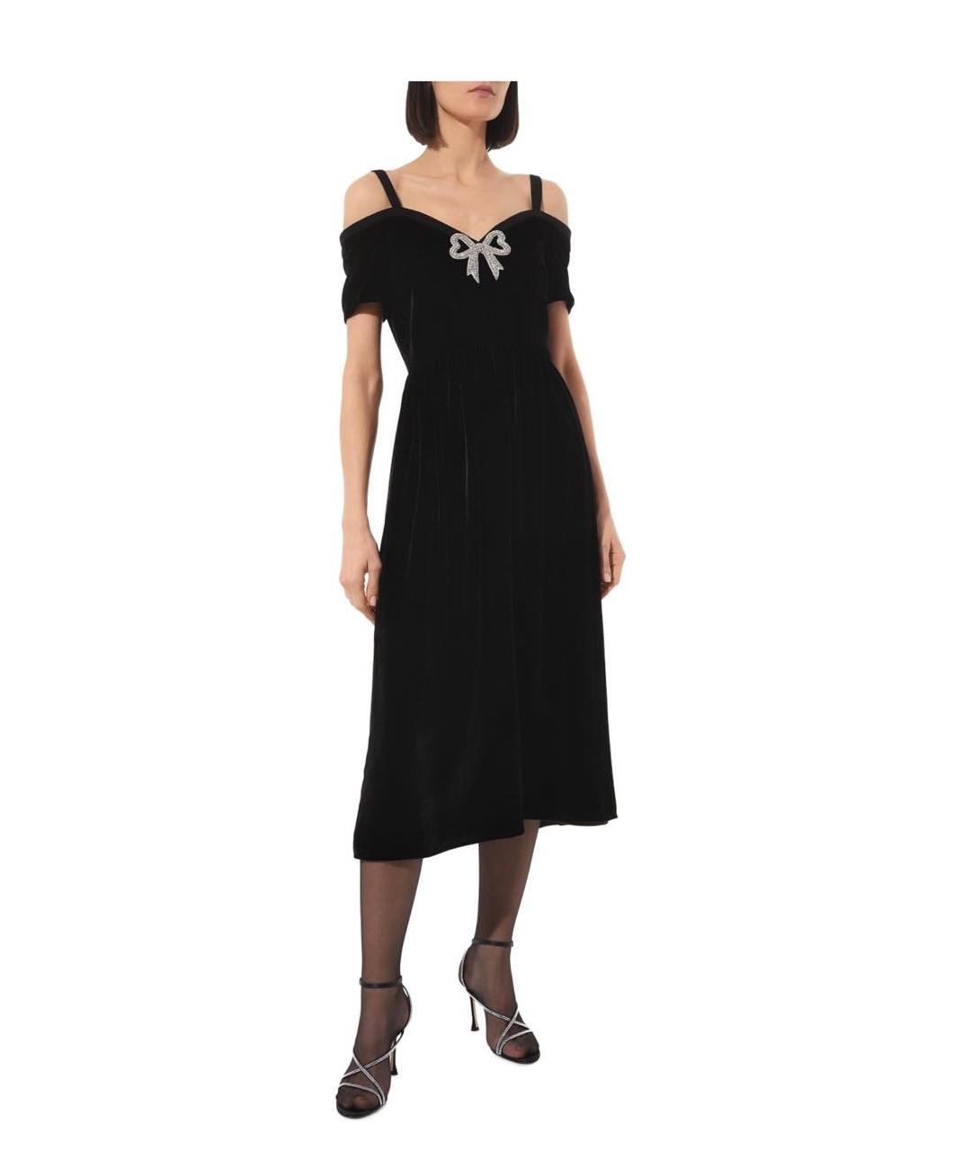 SALONI Черное бархатное коктейльное платье, фото 3