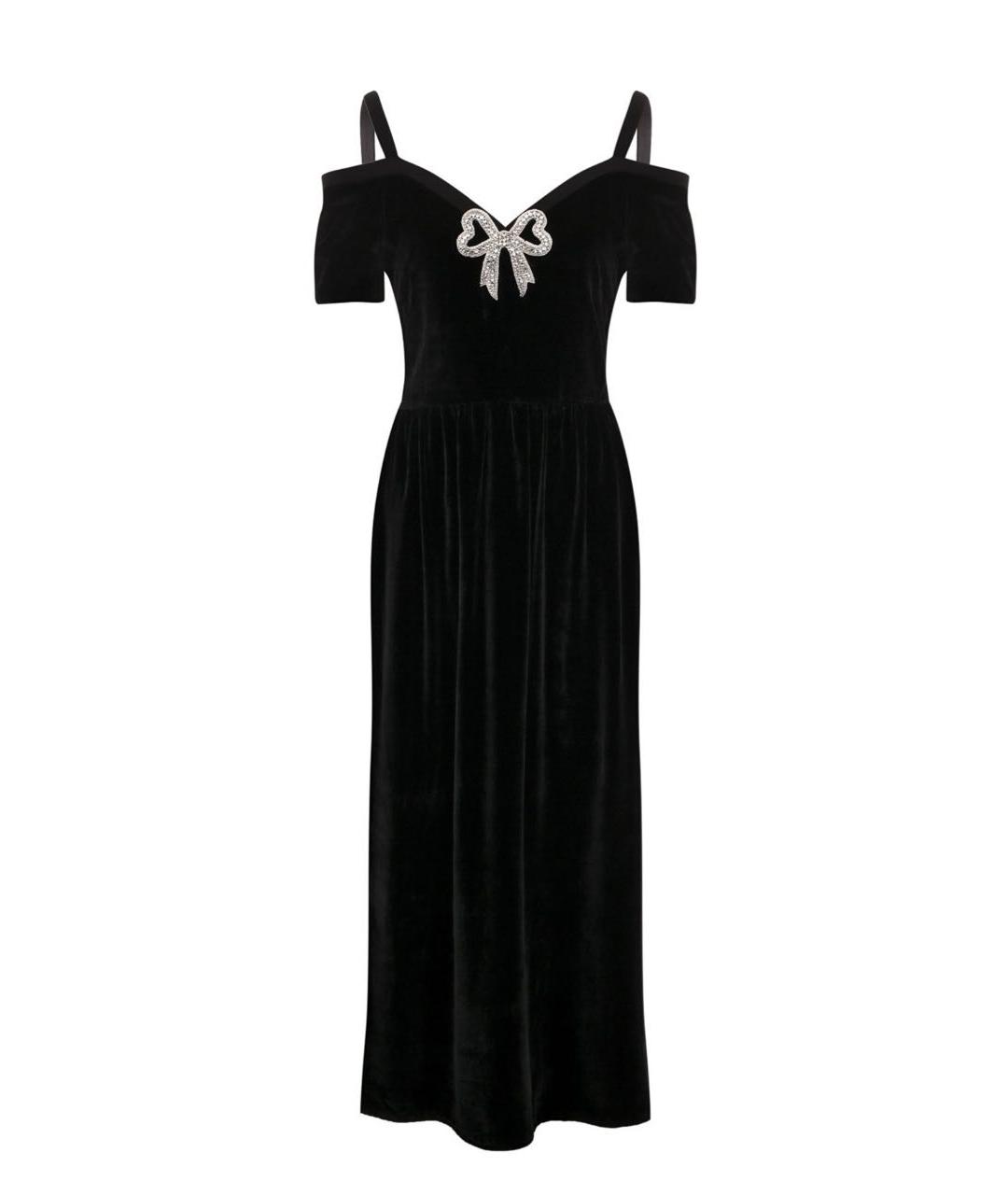 SALONI Черное бархатное коктейльное платье, фото 1