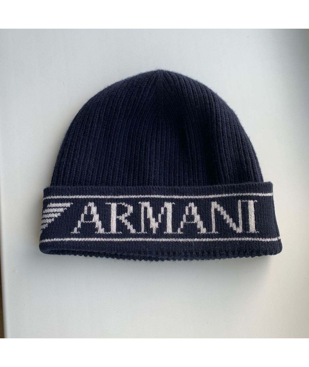 EMPORIO ARMANI Темно-синяя шерстяная шапка, фото 3
