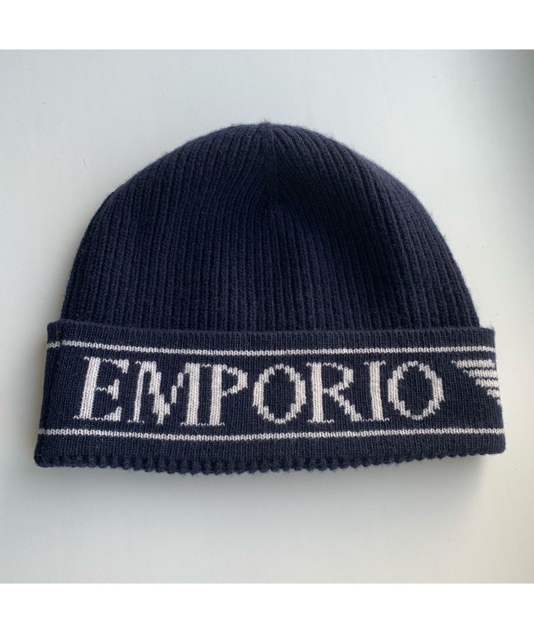 EMPORIO ARMANI Темно-синяя шерстяная шапка, фото 2