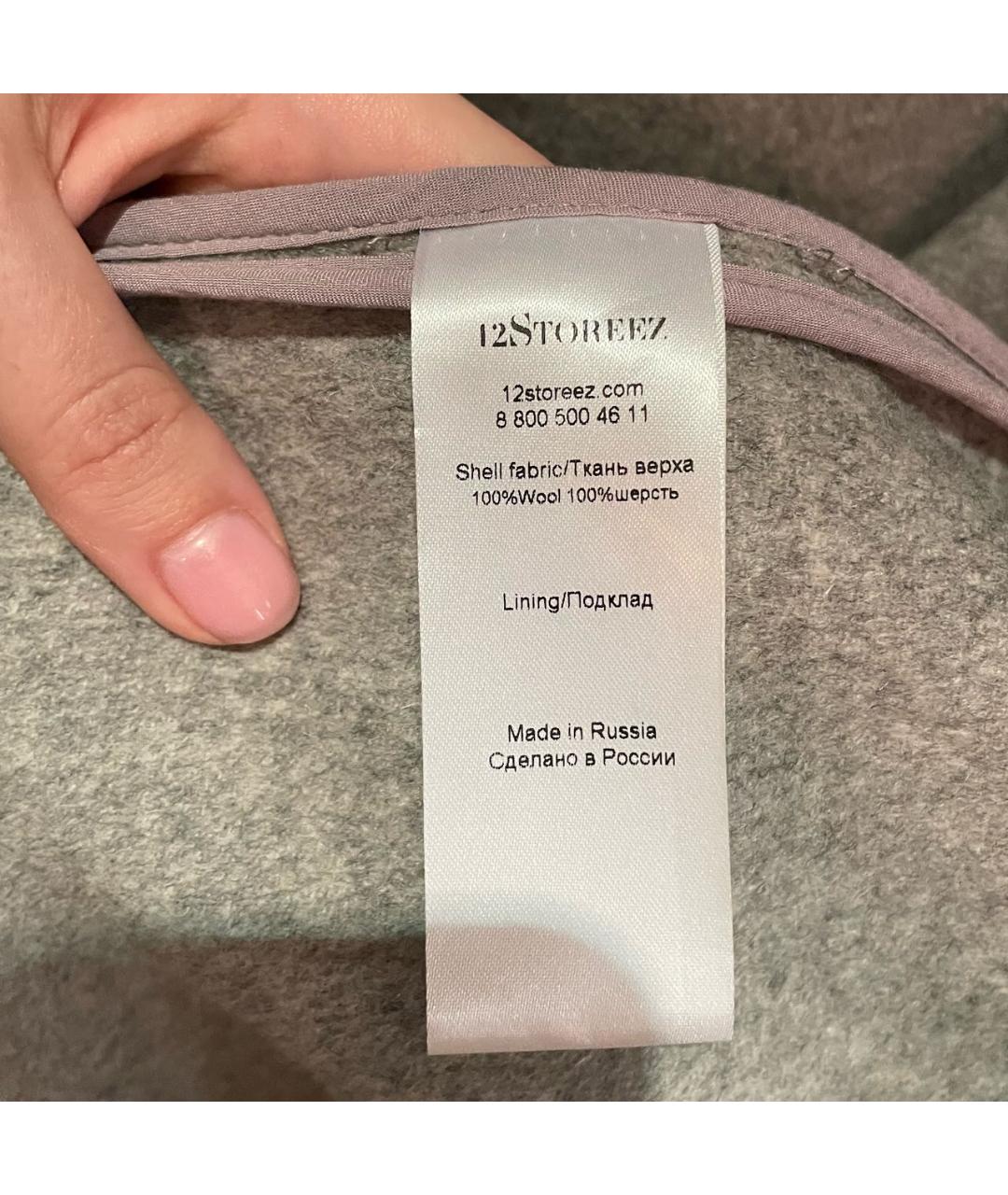 12 STOREEZ Серое шерстяное пальто, фото 4