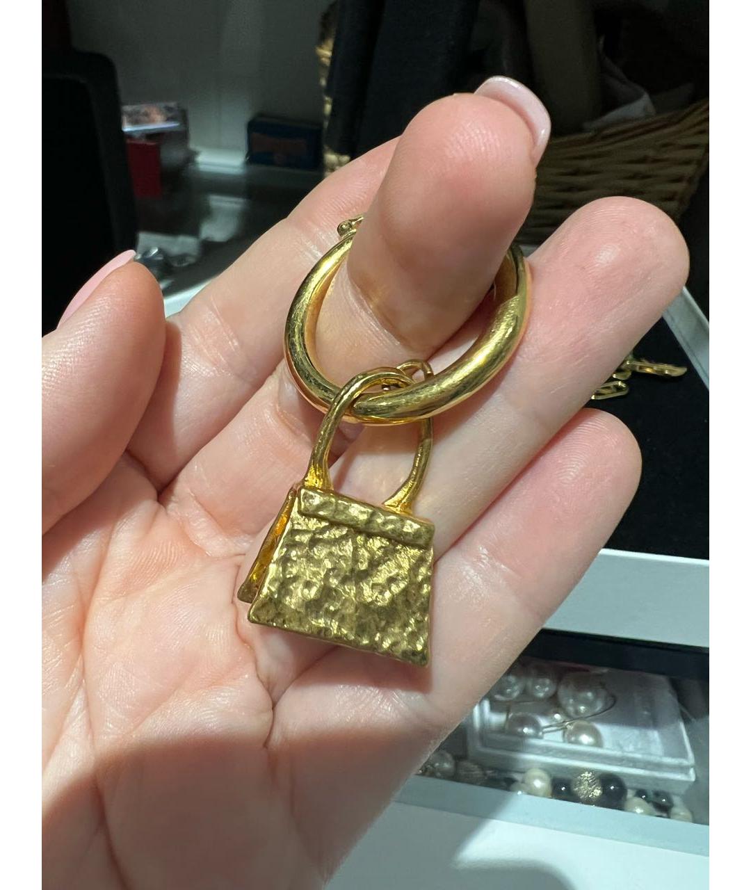 JACQUEMUS Золотые металлические серьги, фото 5