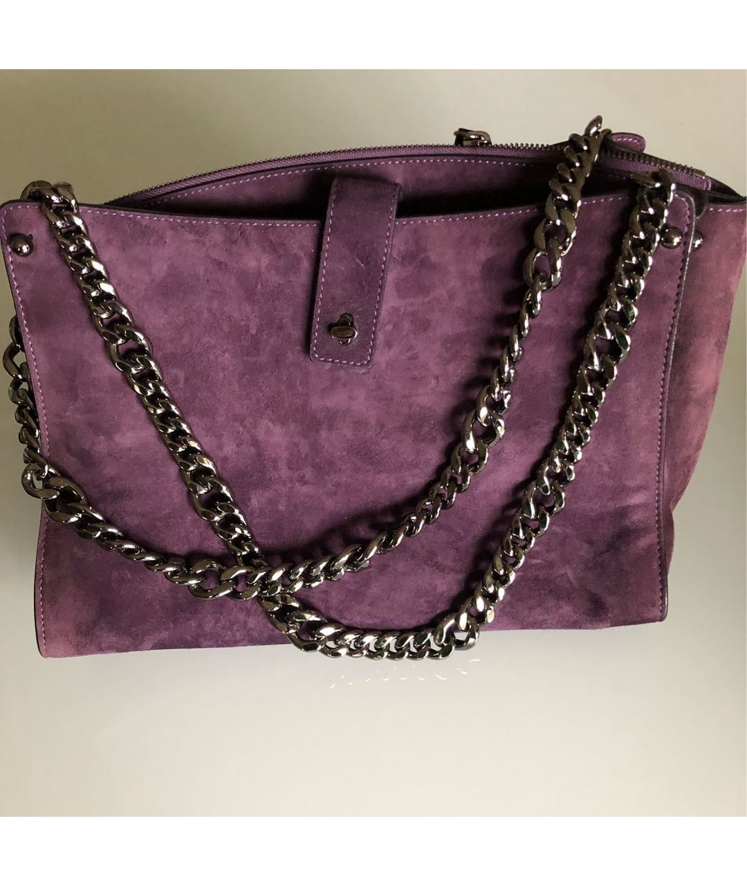 ERMANNO SCERVINO Фиолетовая замшевая сумка тоут, фото 7