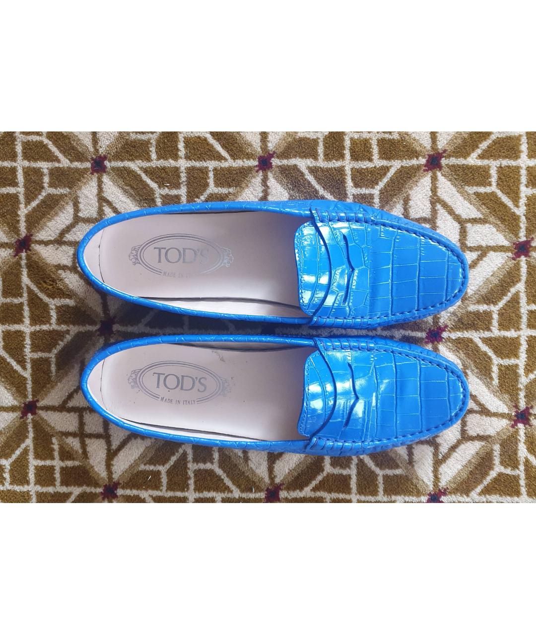 TOD'S Синие кожаные мокасины, фото 2