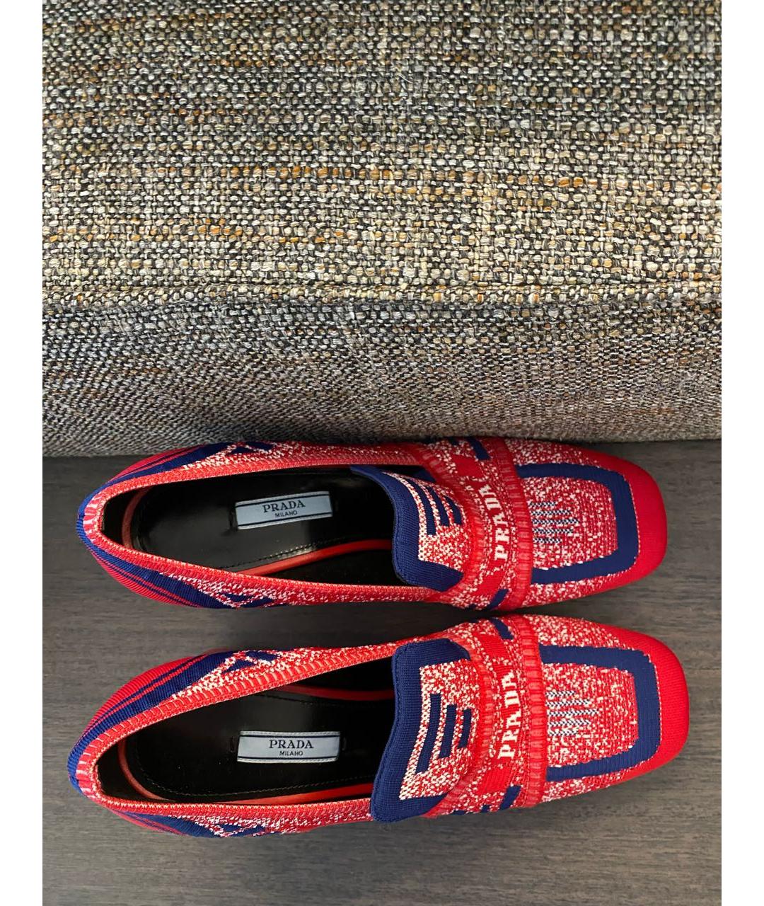 PRADA Красные текстильные туфли, фото 3