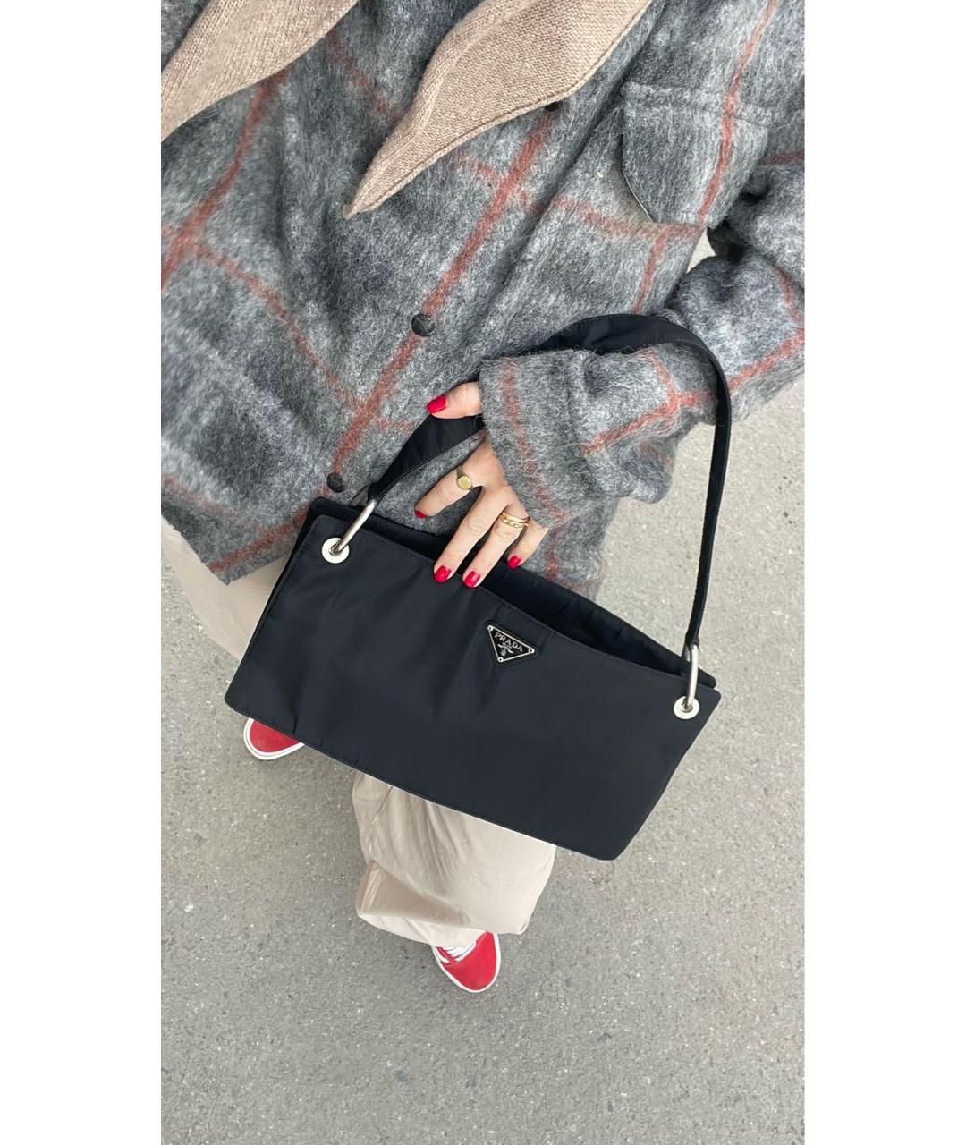 PRADA VINTAGE Черная синтетическая сумка с короткими ручками, фото 2