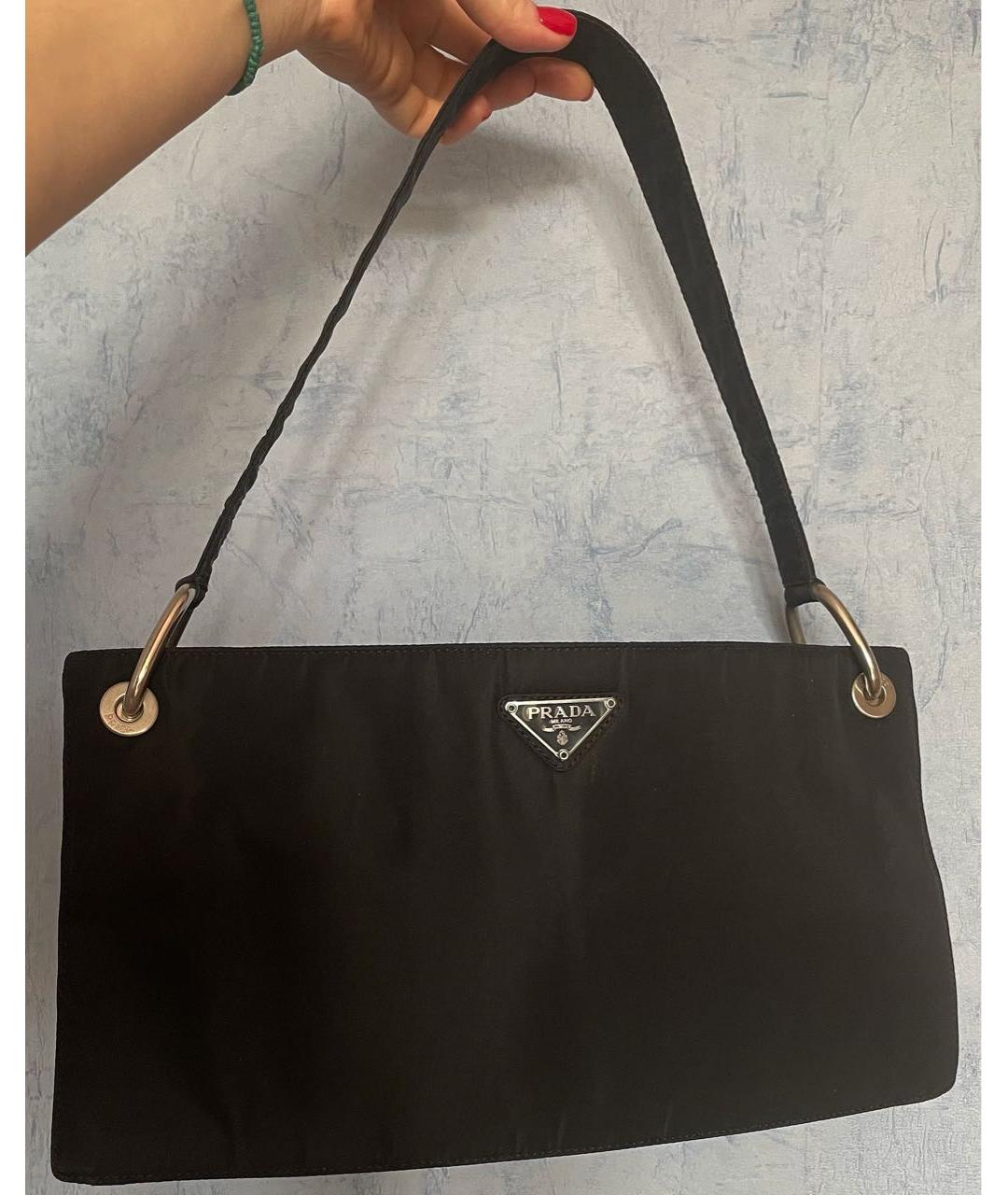 PRADA VINTAGE Черная синтетическая сумка с короткими ручками, фото 7
