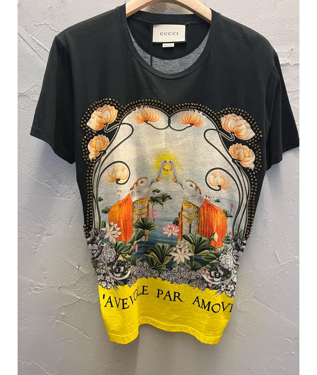 GUCCI Антрацитовая хлопковая футболка, фото 5