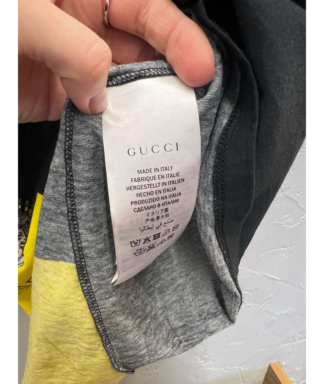 GUCCI Антрацитовая хлопковая футболка, фото 4