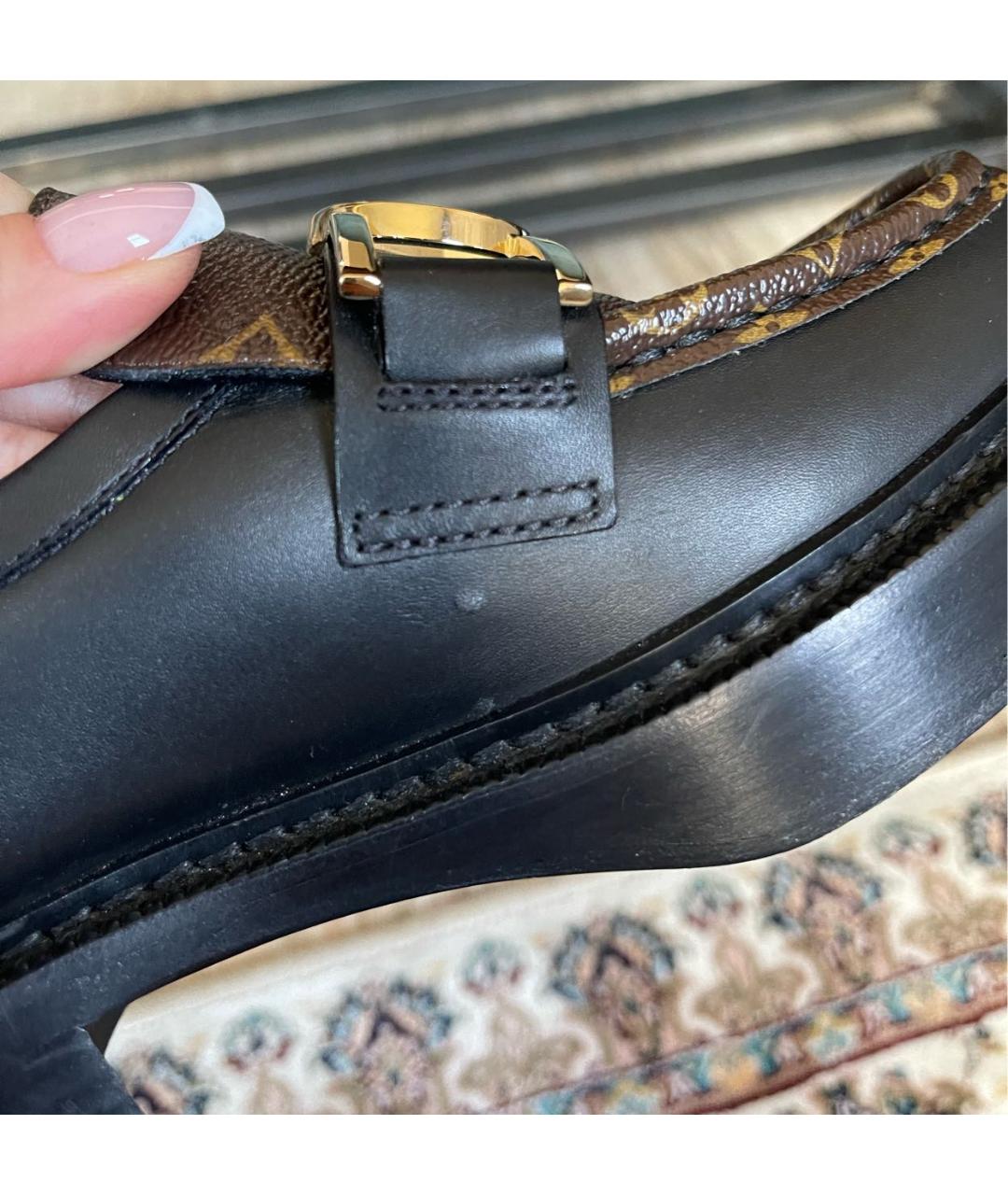 LOUIS VUITTON Черные кожаные лоферы, фото 6