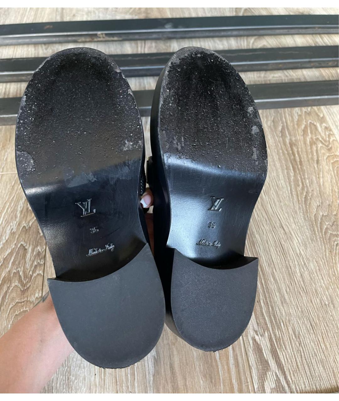 LOUIS VUITTON Черные кожаные лоферы, фото 4