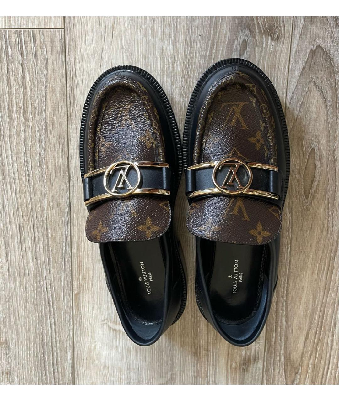 LOUIS VUITTON Черные кожаные лоферы, фото 2