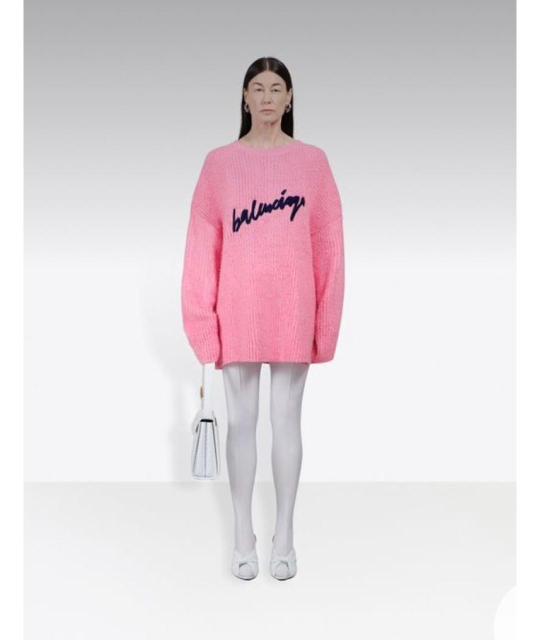 BALENCIAGA Розовый хлопко-эластановый джемпер / свитер, фото 8