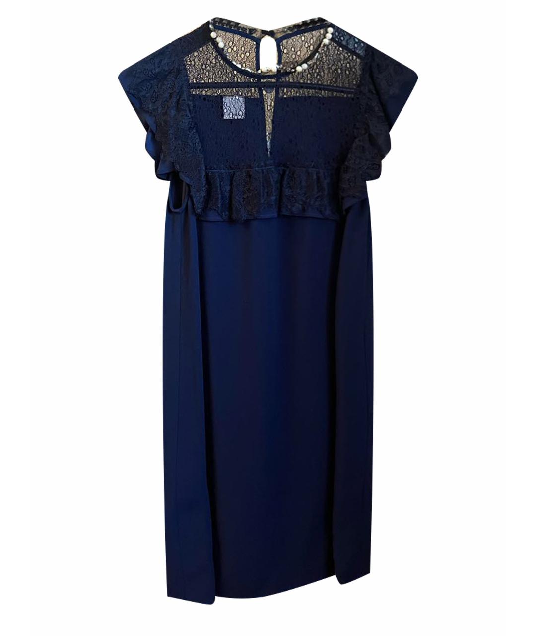 PINKO Темно-синее полиэстеровое коктейльное платье, фото 1