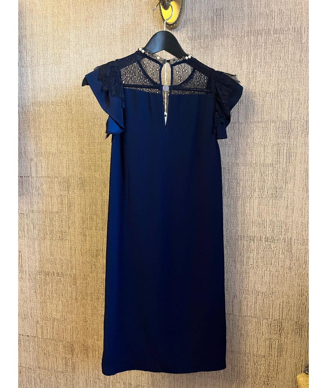 PINKO Темно-синее полиэстеровое коктейльное платье, фото 2
