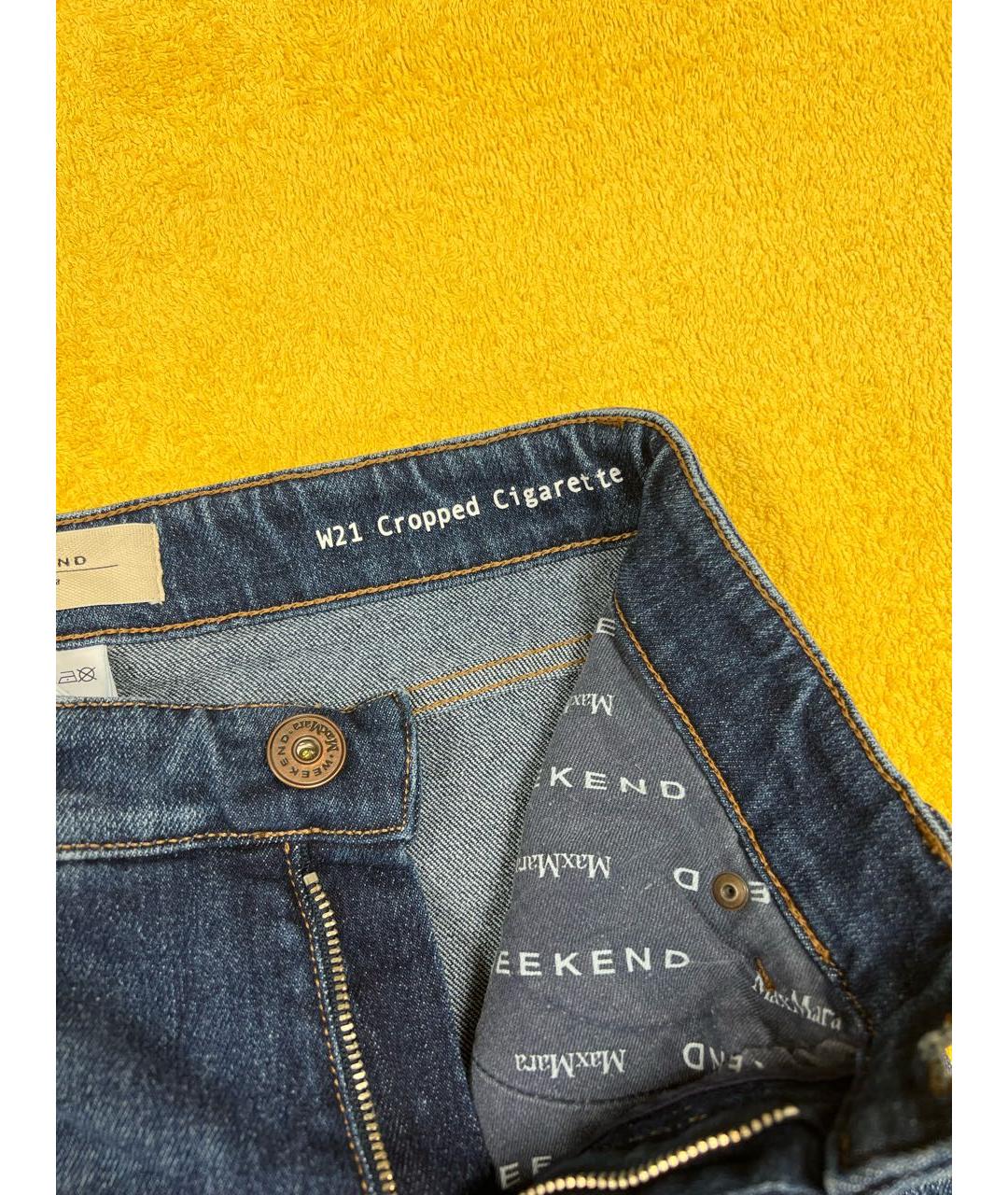 WEEKEND MAX MARA Темно-синие хлопко-полиэстеровые джинсы слим, фото 4