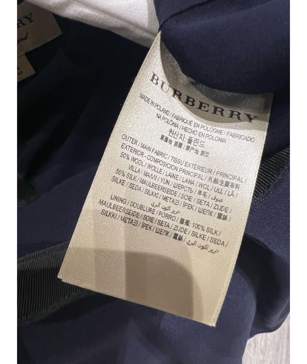 BURBERRY Темно-синяя шелковая юбка мини, фото 5