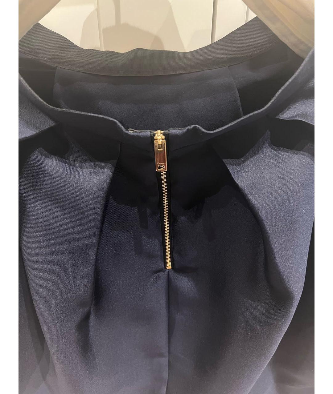 BURBERRY Темно-синяя шелковая юбка мини, фото 3