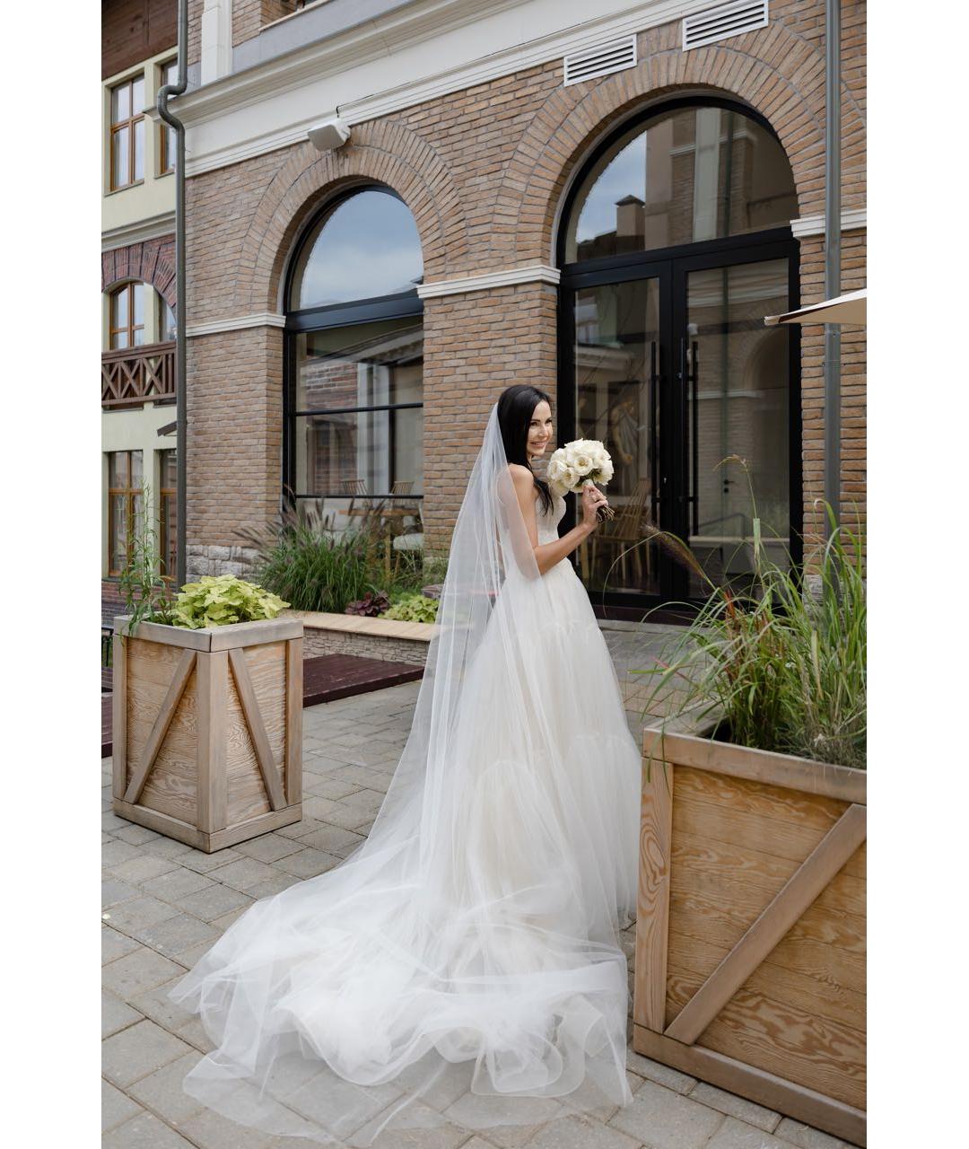 VERA WANG Белое кружевное свадебное платье, фото 5