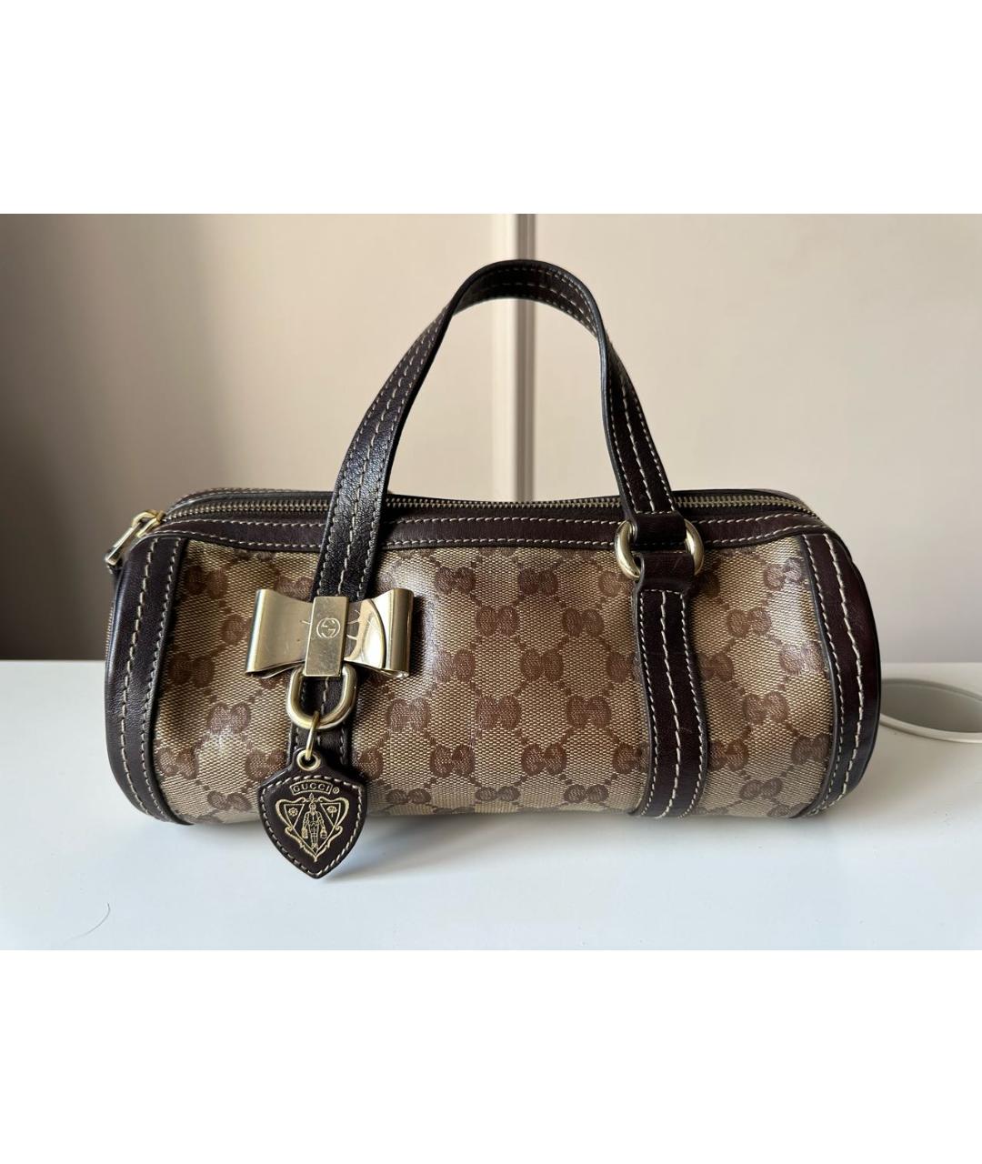 GUCCI Коричневая кожаная сумка с короткими ручками, фото 9