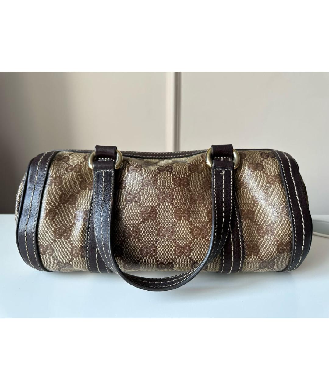 GUCCI Коричневая кожаная сумка с короткими ручками, фото 2