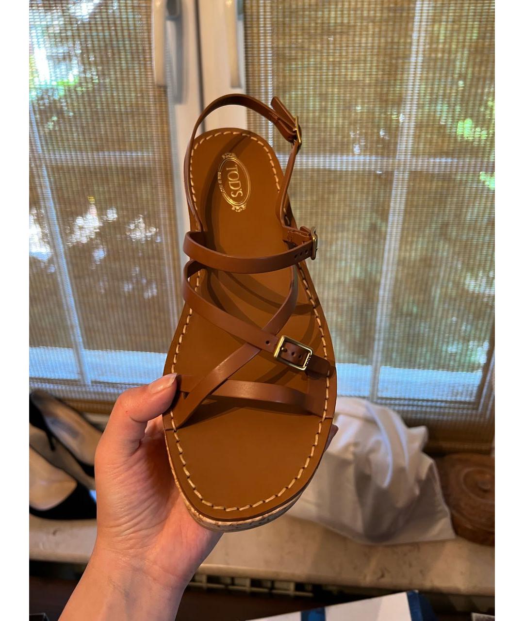 TOD'S Коричневые кожаные босоножки, фото 3