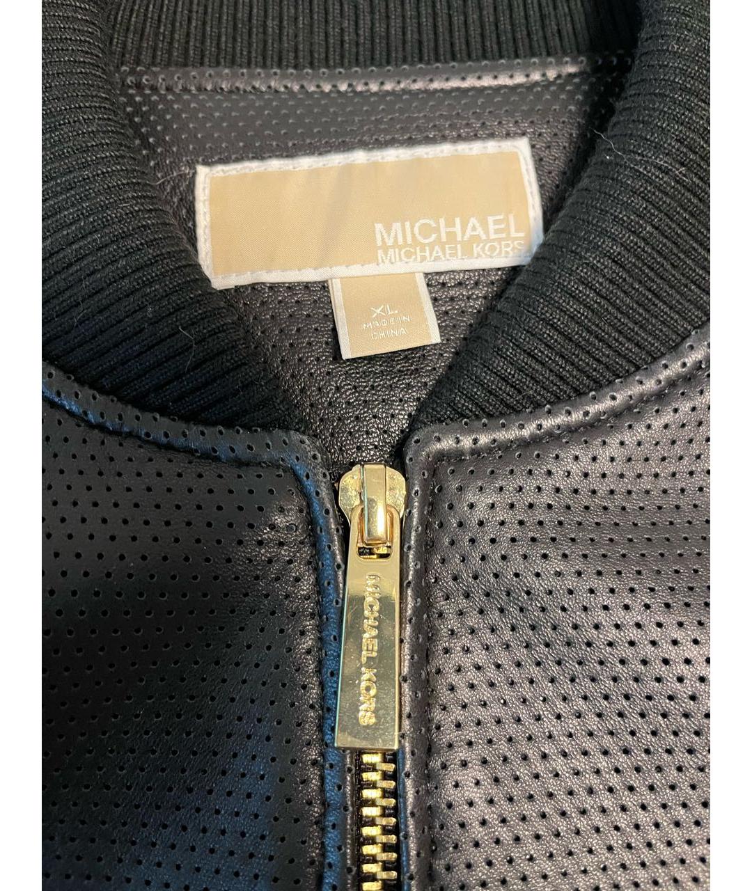 MICHAEL MICHAEL KORS Черная кожаная куртка, фото 3