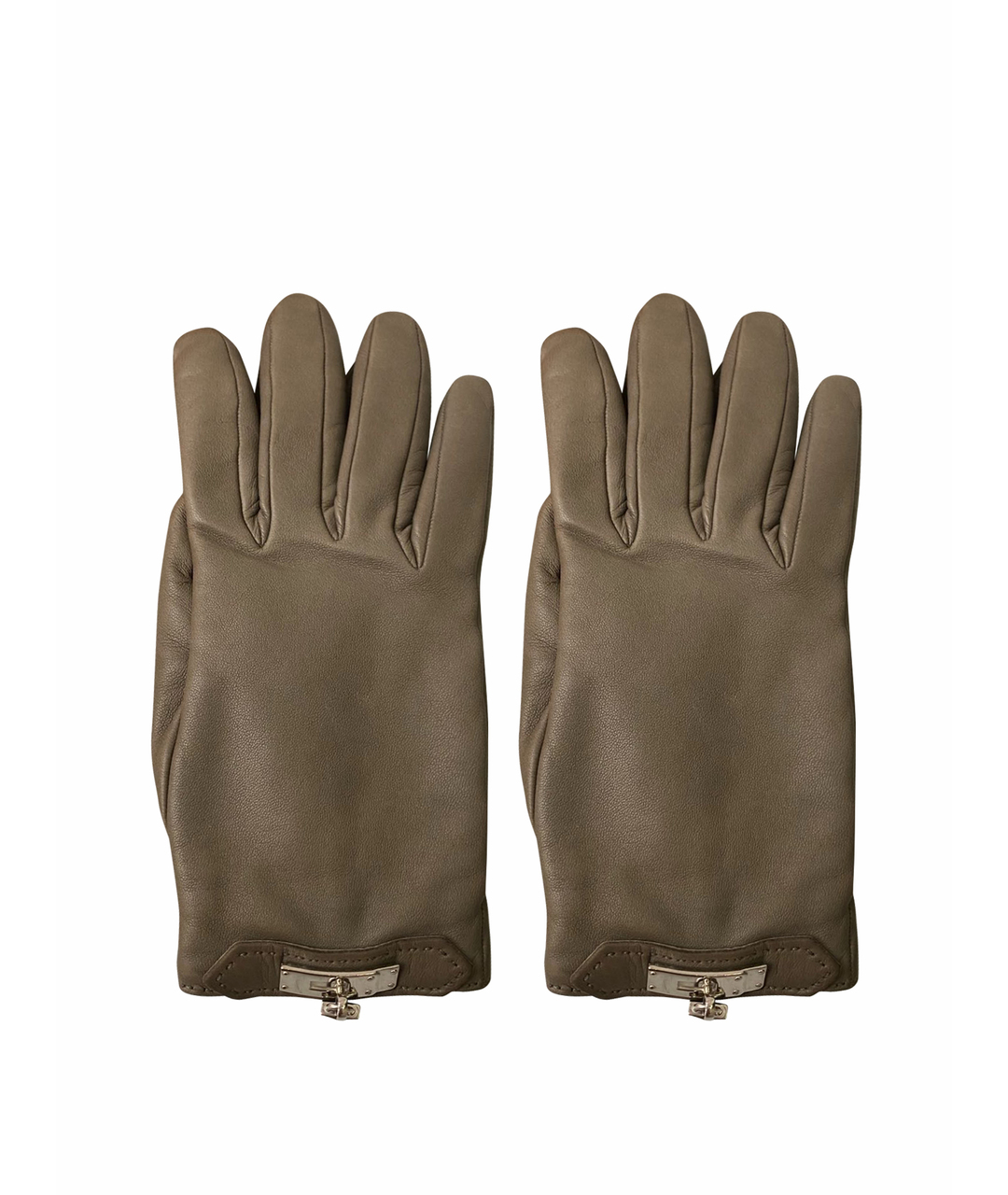 HERMES PRE-OWNED Антрацитовые кожаные перчатки, фото 1