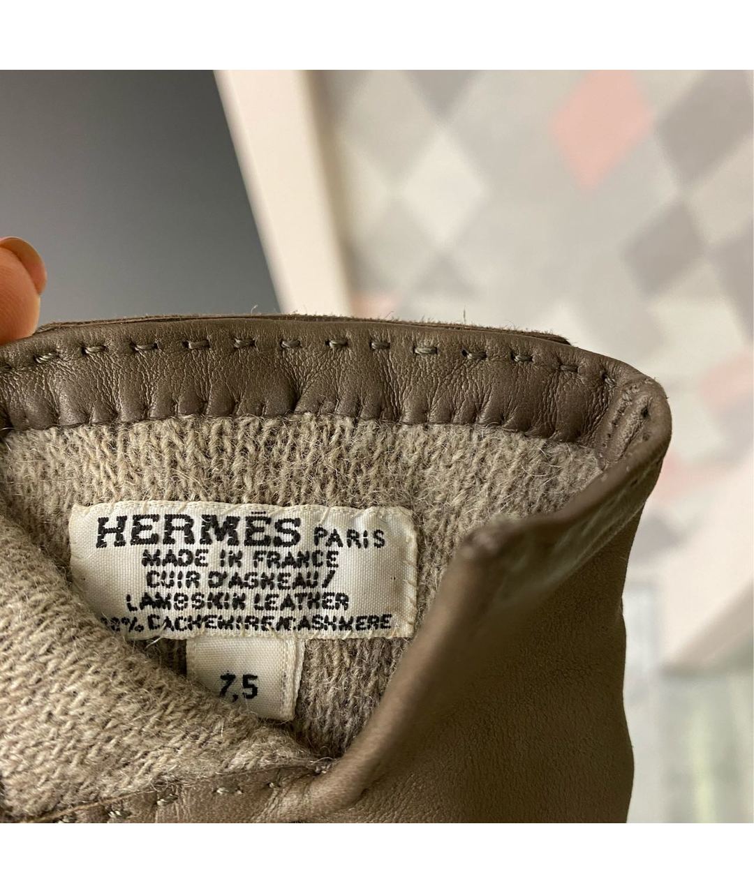 HERMES PRE-OWNED Антрацитовые кожаные перчатки, фото 4