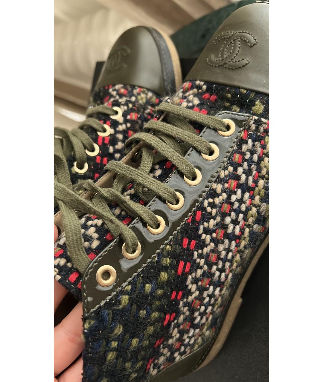 CHANEL Хаки текстильные ботинки, фото 4