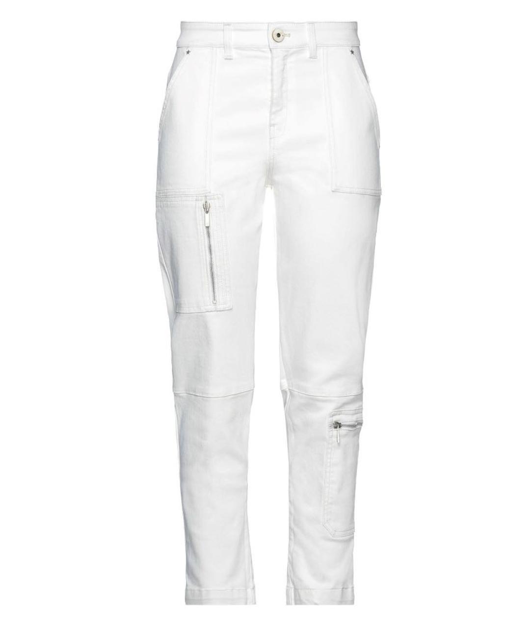 LORENA ANTONIAZZI Белые хлопко-эластановые прямые брюки, фото 9
