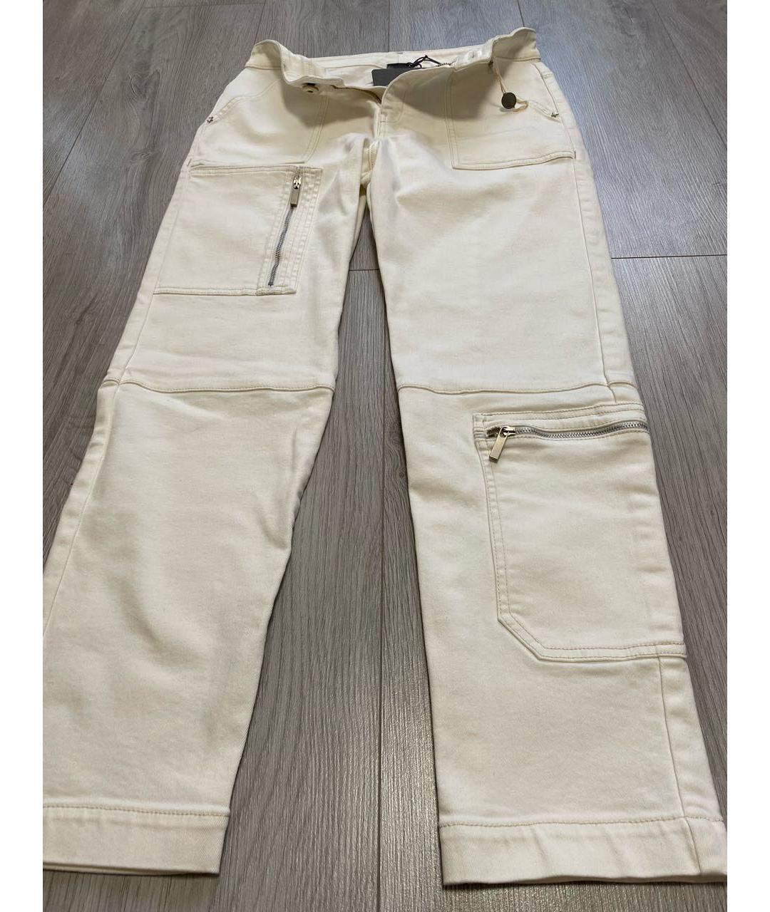 LORENA ANTONIAZZI Белые хлопко-эластановые прямые брюки, фото 3