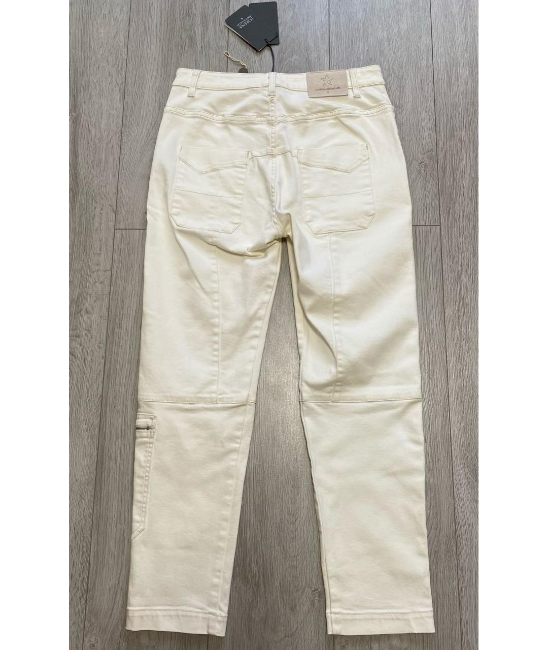 LORENA ANTONIAZZI Белые хлопко-эластановые прямые брюки, фото 4