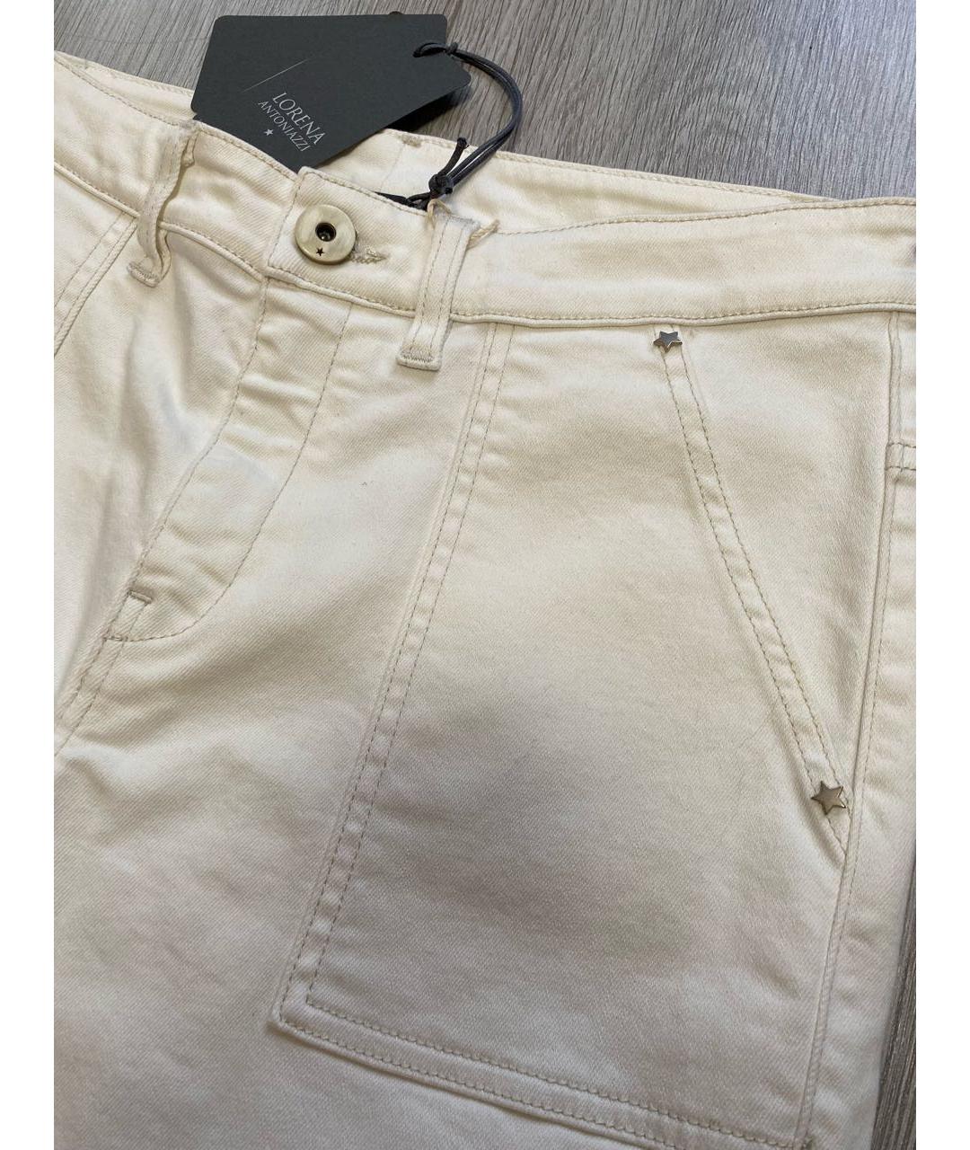 LORENA ANTONIAZZI Белые хлопко-эластановые прямые брюки, фото 6