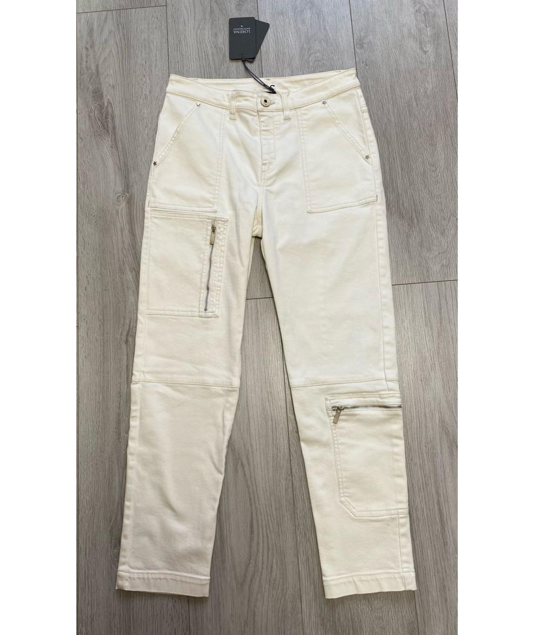 LORENA ANTONIAZZI Белые хлопко-эластановые прямые брюки, фото 2