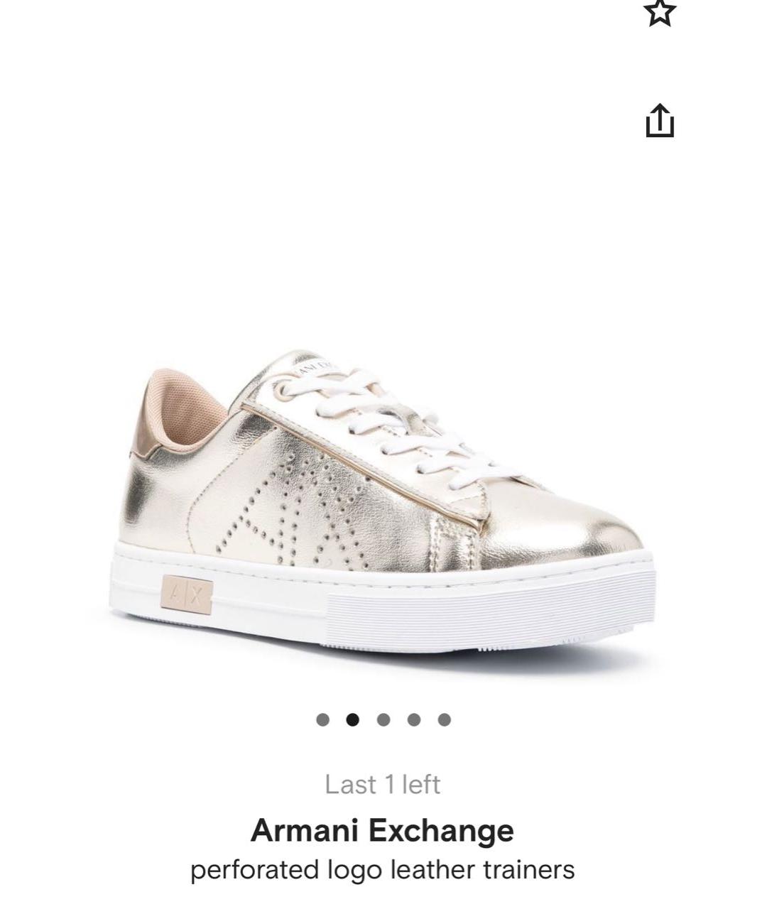 ARMANI EXCHANGE Золотые кожаные кеды, фото 4