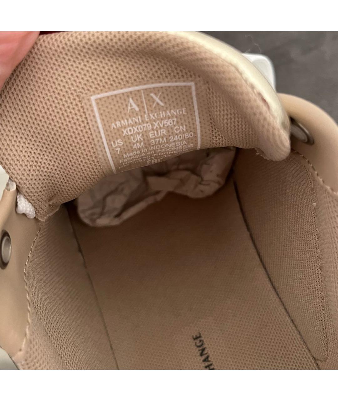 ARMANI EXCHANGE Золотые кожаные кеды, фото 5