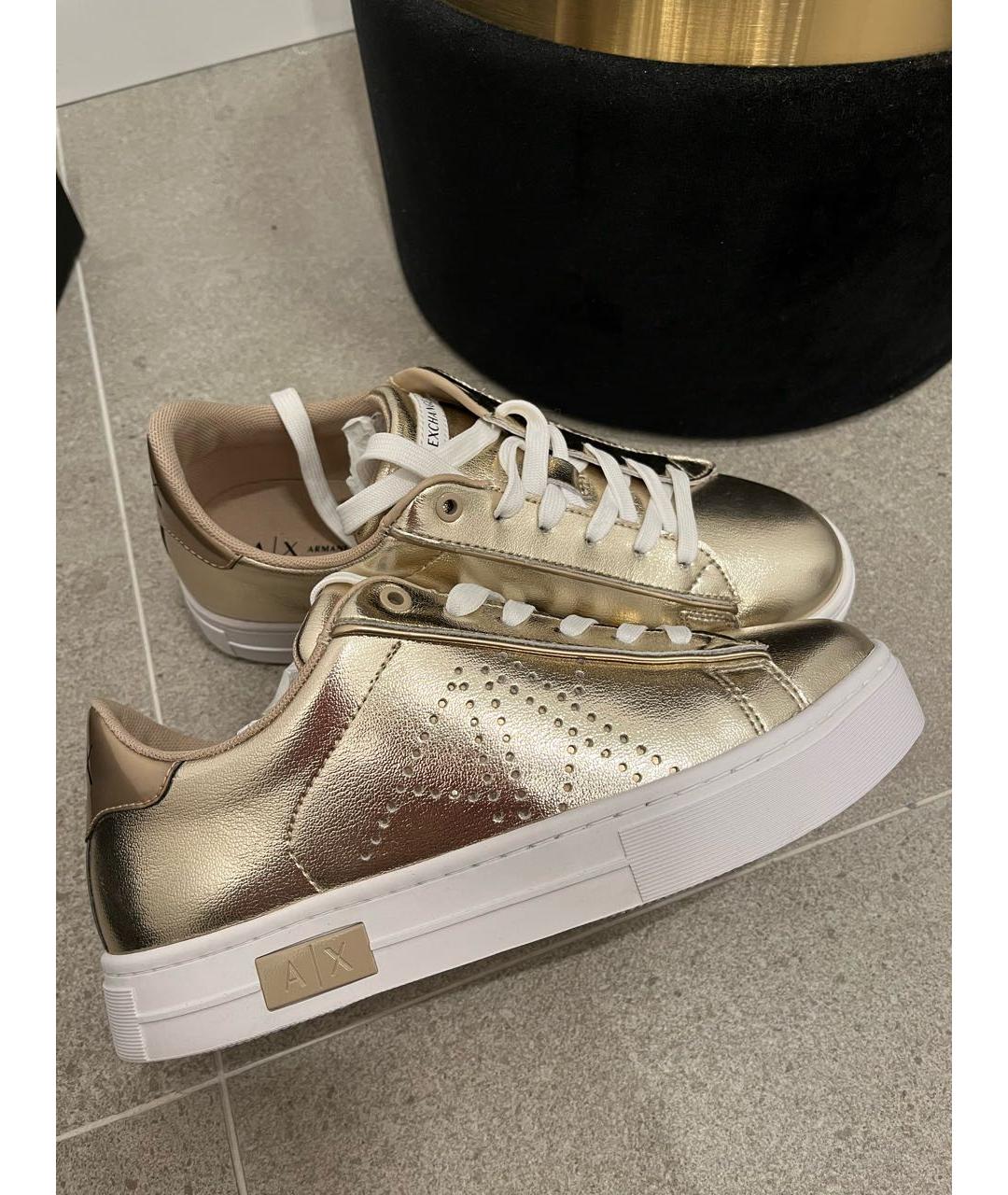 ARMANI EXCHANGE Золотые кожаные кеды, фото 8