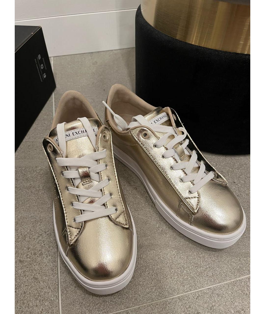 ARMANI EXCHANGE Золотые кожаные кеды, фото 6