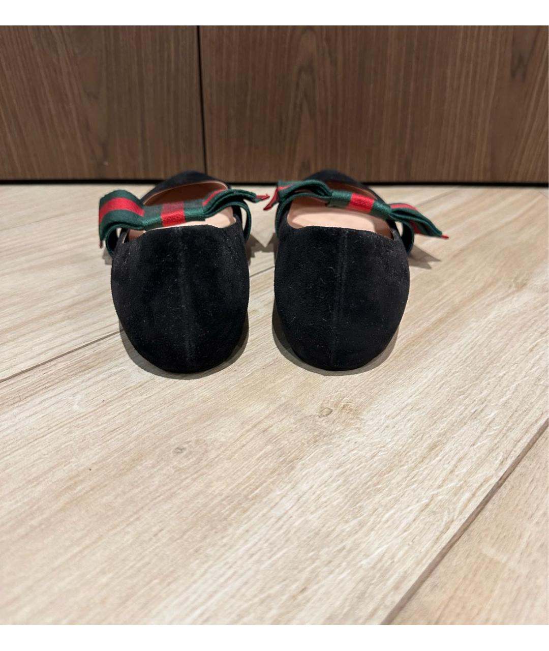 GUCCI Черные замшевые балетки, фото 4