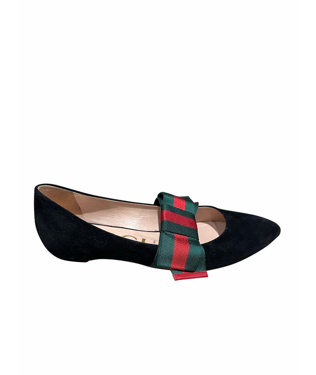 GUCCI Черные замшевые балетки, фото 1