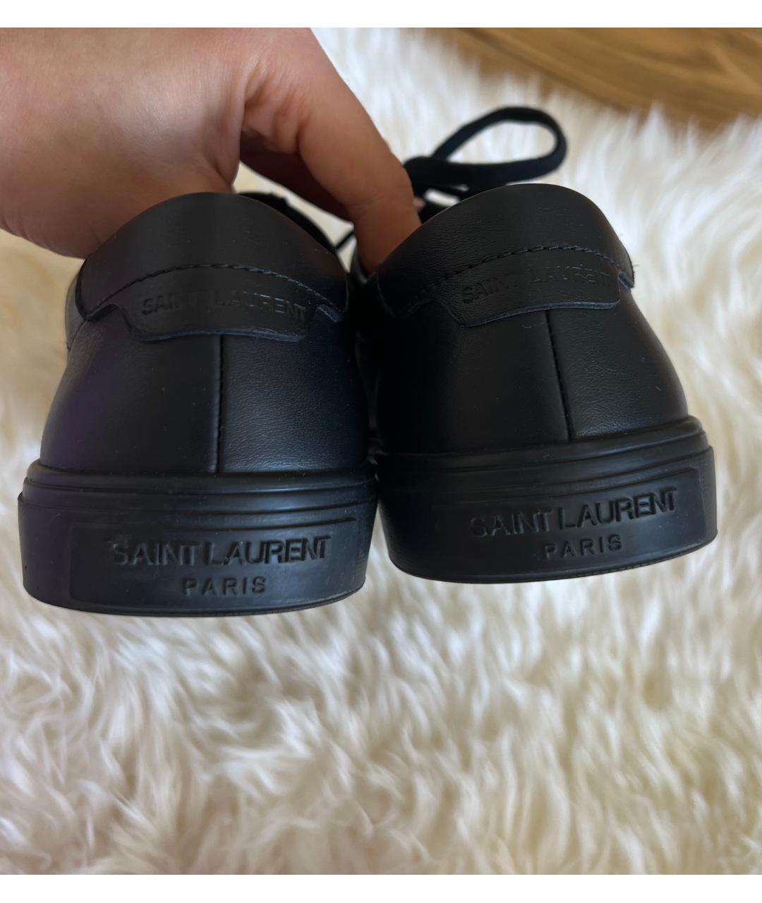 SAINT LAURENT Черные кожаные кеды, фото 4